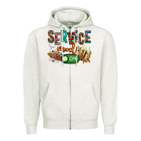 Oatmeal Heather service mode on woman version Zipper Hoodie - NancyCooperArtShop