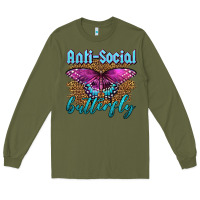 Army Green Western Anti-Social Butterfly Long Sleeve Tee - LillyAllenDesigns