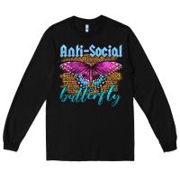 Black Western Anti-Social Butterfly Long Sleeve Tee - LillyAllenDesigns