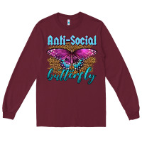 Burgundy Western Anti-Social Butterfly Long Sleeve Tee - LillyAllenDesigns