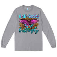Heather Grey Western Anti-Social Butterfly Long Sleeve Tee - LillyAllenDesigns