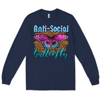 Navy Western Anti-Social Butterfly Long Sleeve Tee - LillyAllenDesigns