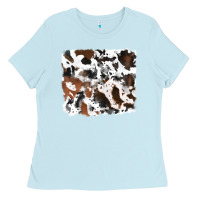 Baby Blue cowhide mixed background Ladies Tee - RanaPortraitStore