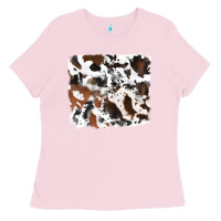 Bubblegum Pink cowhide mixed background Ladies Tee - RanaPortraitStore