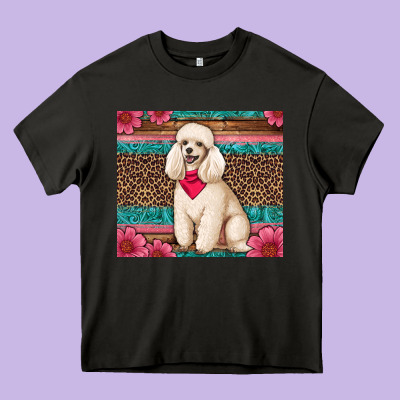 Standart Poodle Floral Heavy Core Tee Designed By Artiststas