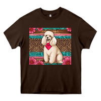Chocolate Brown standart poodle floral Heavy Core Tee - Artiststas