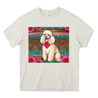 Cream standart poodle floral Heavy Core Tee - Artiststas