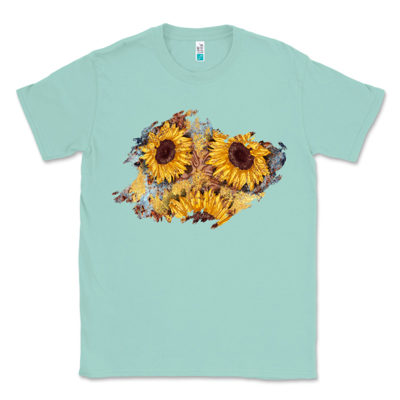 Sunflower Glitter Leather Patch Classic Tee by AdoDesignShop | Teevron