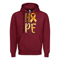 Burgundy Finding the cure starts with hope Childhood Cancer Zipper Hoodie - NancyCooperArtShop
