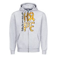 Heather Grey Finding the cure starts with hope Childhood Cancer Zipper Hoodie - NancyCooperArtShop