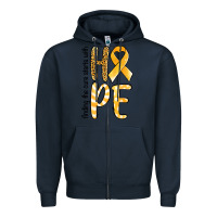 Navy Finding the cure starts with hope Childhood Cancer Zipper Hoodie - NancyCooperArtShop