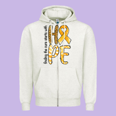 Finding The Cure Starts With Hope Childhood Cancer Zipper Hoodie Designed By Nancycooperartshop