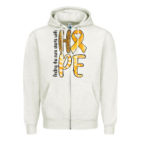 Oatmeal Heather Finding the cure starts with hope Childhood Cancer Zipper Hoodie - NancyCooperArtShop