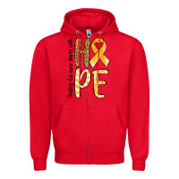 Red Finding the cure starts with hope Childhood Cancer Zipper Hoodie - NancyCooperArtShop