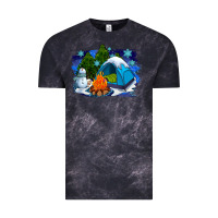 Cloud Black winter camping with camp fire Vintage Tee - AdoDesignShop