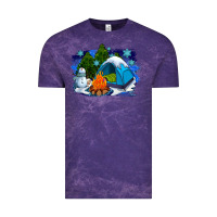 Cloud Purple winter camping with camp fire Vintage Tee - AdoDesignShop