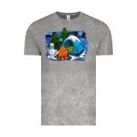 Cloud Rock winter camping with camp fire Vintage Tee - AdoDesignShop