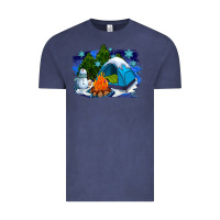 Vintage Denim winter camping with camp fire Vintage Tee - AdoDesignShop