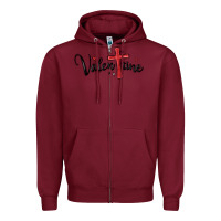 Burgundy valentine cross glitter Zipper Hoodie - MaliasSmallBusiness