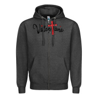 Charcoal Heather valentine cross glitter Zipper Hoodie - MaliasSmallBusiness