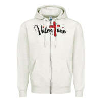 Oatmeal Heather valentine cross glitter Zipper Hoodie - MaliasSmallBusiness