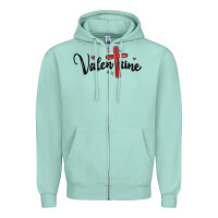 Seafoam valentine cross glitter Zipper Hoodie - MaliasSmallBusiness