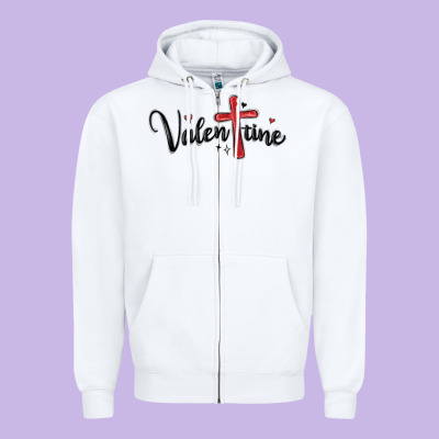 Valentine Cross Glitter Zipper Hoodie Designed By Maliassmallbusiness