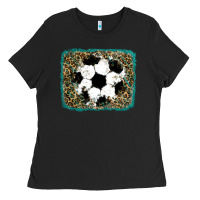 Black glitter soccer leopard Ladies Tee - RanaPortraitStore