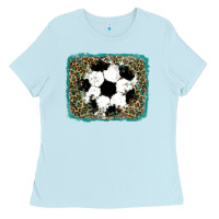 Baby Blue glitter soccer leopard Ladies Tee - RanaPortraitStore