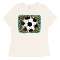 Bone glitter soccer leopard Ladies Tee - RanaPortraitStore