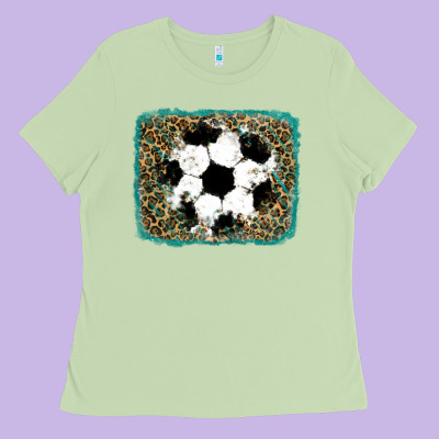 Ladies Tee glitter soccer leopard