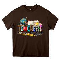 Chocolate Brown teachers change the world Heavy Core Tee - Zillion Design Studio