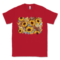 Red sunflower glitter leather background Classic Tee - AdoDesignShop