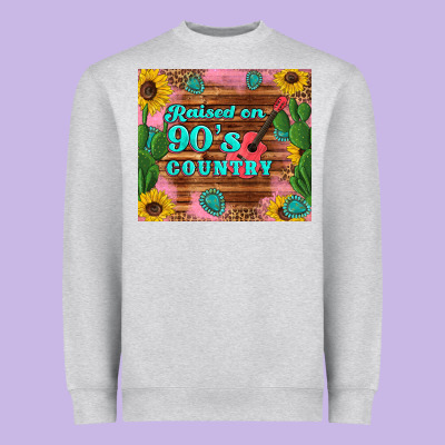 Raised 90's Country Guitar Cactus Sunflower's Heavyweight Sweatshirt Designed By Artiststas
