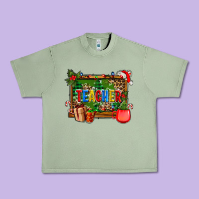 Christmas Teacher And Coffe Cup With Board Urban Heavy Tee Designed By Adodesignshop