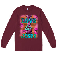 Burgundy love like jesus Long Sleeve Tee - BarkalooDesign