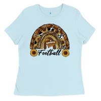 Baby Blue football rainbow Ladies Tee - RanaPortraitStore