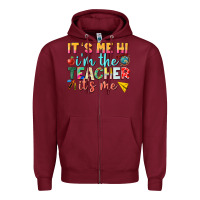 Burgundy its me hi im the teacher its me nca Zipper Hoodie - NancyCooperArtShop