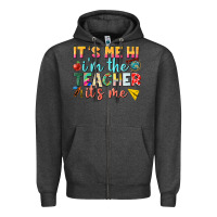 Charcoal Heather its me hi im the teacher its me nca Zipper Hoodie - NancyCooperArtShop