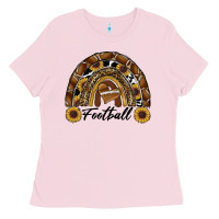 Bubblegum Pink football rainbow Ladies Tee - RanaPortraitStore