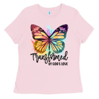 Bubblegum Pink transformed by god's love Ladies Tee - JahusDesignShop