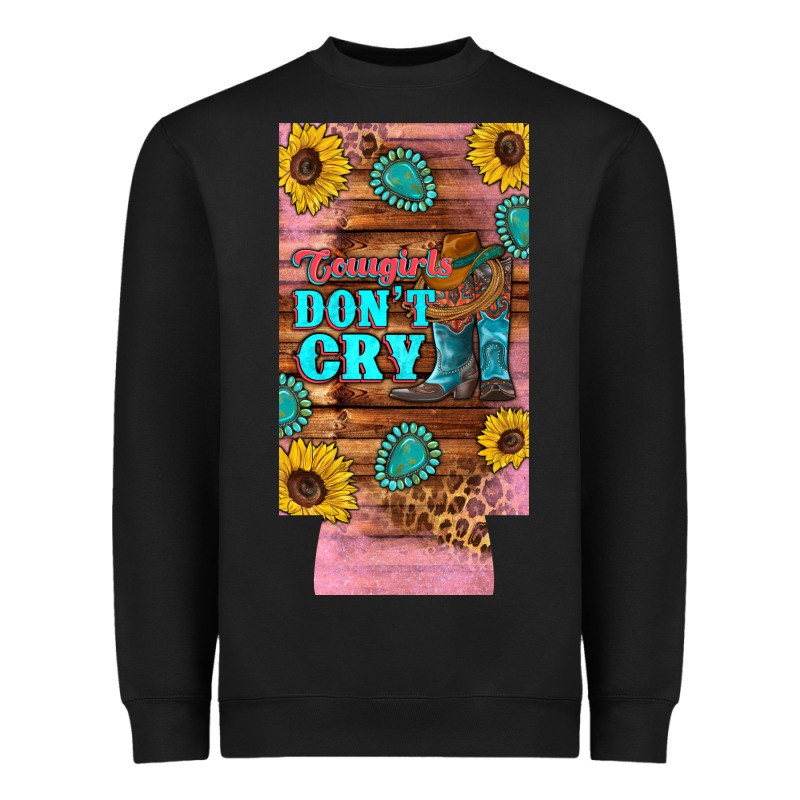 Cowgirls Don't Crty Boots Hat Sunflowers 12 Oz Can Cooler  (slim) Heavyweight Sweatshirt by Artiststas | Teevron