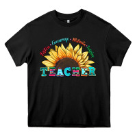 Black teacher sunflower listen encourage motivate inspir Heavy Core Tee - Zillion Design Studio