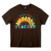 Chocolate Brown teacher sunflower listen encourage motivate inspir Heavy Core Tee - Zillion Design Studio