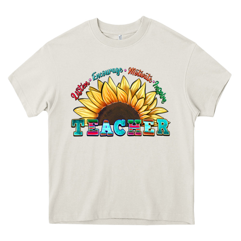 Teacher Sunflower Listen Encourage Motivate Inspir Heavy Core Tee by Zillion Design Studio | Teevron