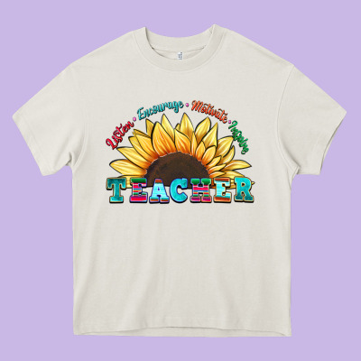 Teacher Sunflower Listen Encourage Motivate Inspir Heavy Core Tee Designed By Zillion Design Studio
