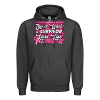 Charcoal Heather This is what a survivor looks like Breast Cancer Zipper Hoodie - NancyCooperArtShop