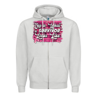 Dove Grey This is what a survivor looks like Breast Cancer Zipper Hoodie - NancyCooperArtShop
