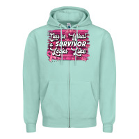 Seafoam This is what a survivor looks like Breast Cancer Zipper Hoodie - NancyCooperArtShop