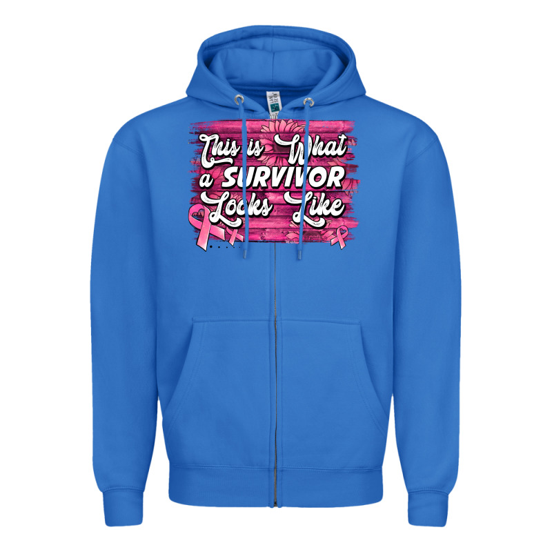 This Is What A Survivor Looks Like Breast Cancer Zipper Hoodie by NancyCooperArtShop | Teevron